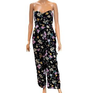 BAND OF GYPSIES Strapless Floral Jumpsuit MEDIUM